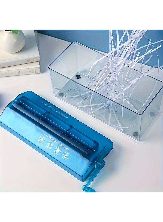 Blue Manual Paper Shredder For Home Office Secure Document Destruction - Image 5
