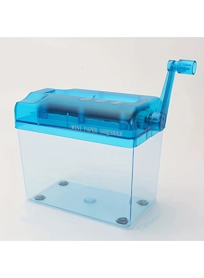 Blue Manual Paper Shredder For Home Office Secure Document Destruction - Image 1