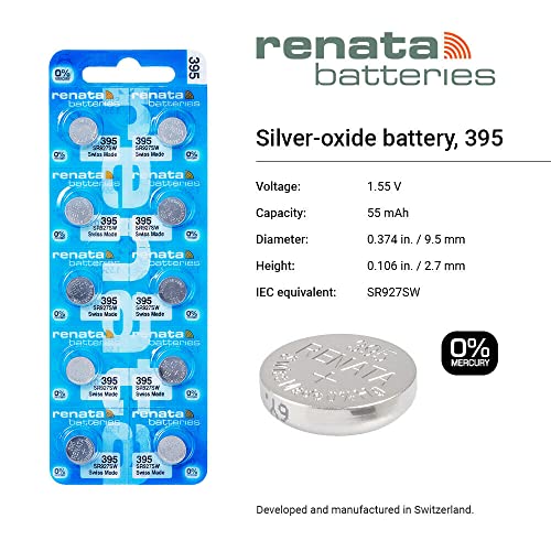 Renata بطاريات ريناتا 395 SR927SW - 1.55 فولت أكسيد الفضة 395 لبطارية الساعة (10 قطع) - Image 2
