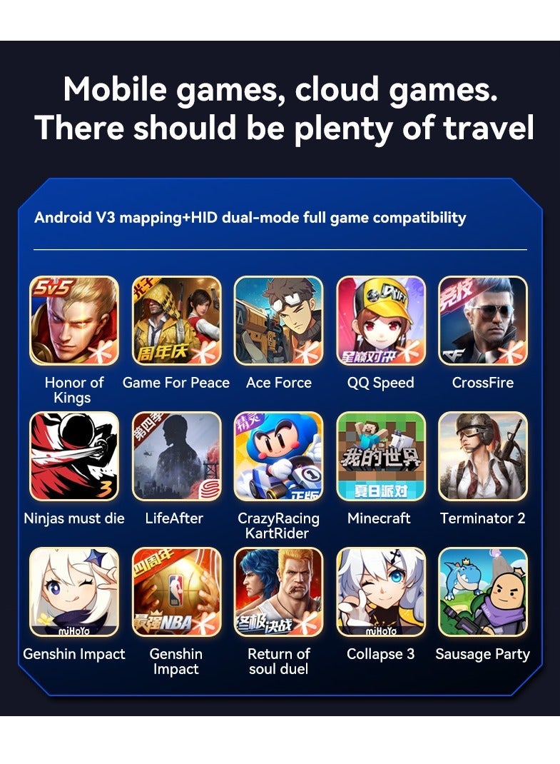 D8PRO Stretch Gaming Controller with Dual Hall Sensor, Motion Sensing, and Macro Programming, compatible with SWITCH/PS4/Android/iOS/PC (White)