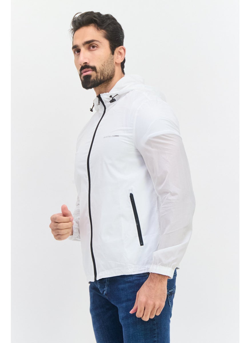 SELECTED Men Hooded Soft Shell Jacket, White  - Image 2