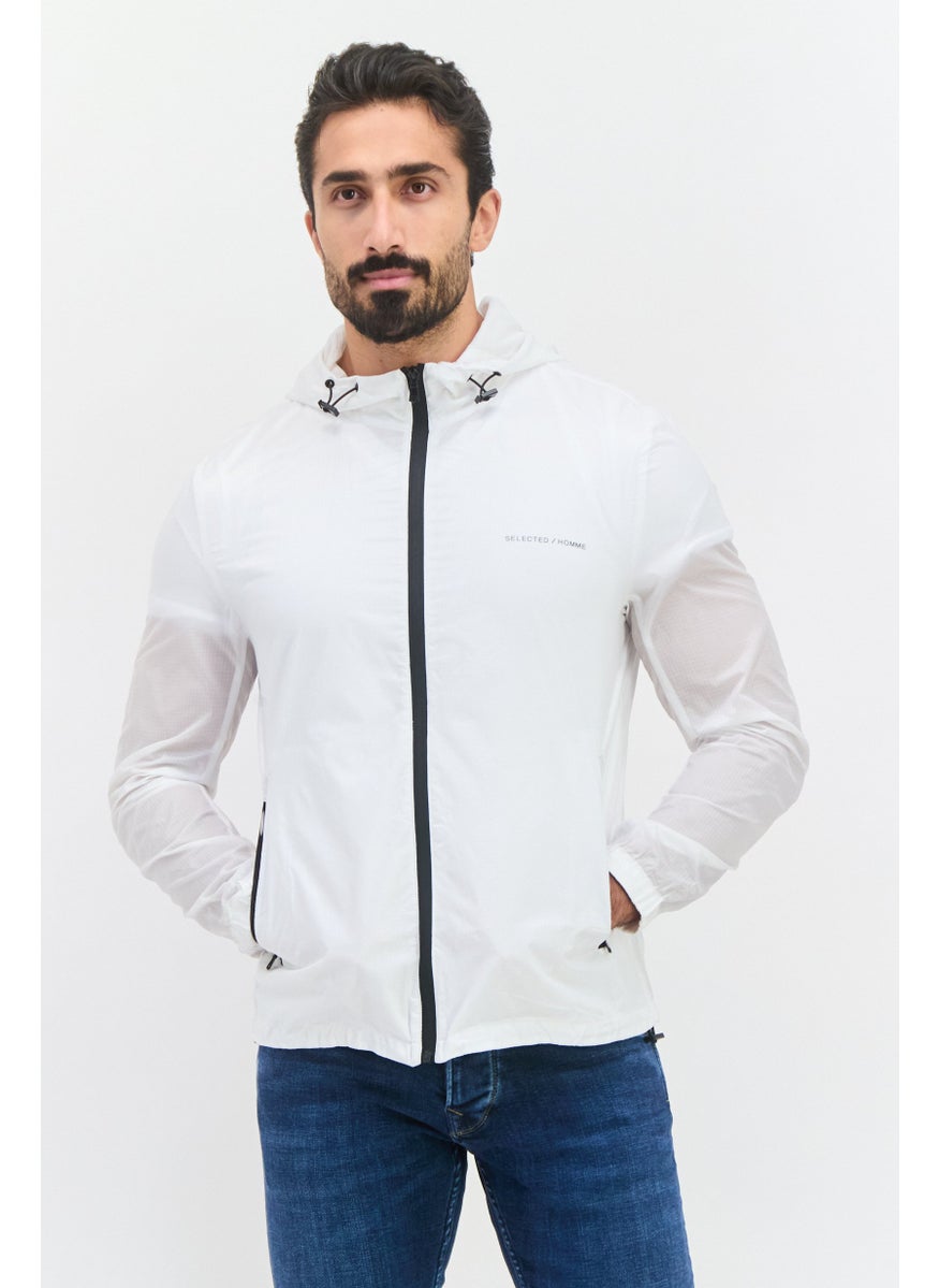 SELECTED Men Hooded Soft Shell Jacket, White  - Image 1