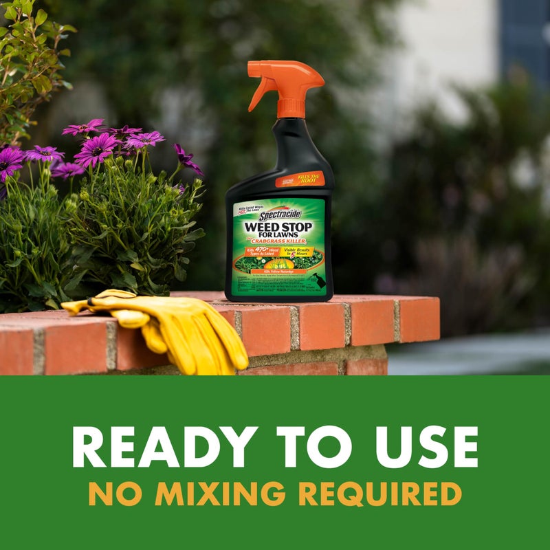 Spectracide Weed Stop For Lawns Plus Crabgrass Killer, Ready-To-Use Spray Kills More Than 470 Types Of Weeds As Listed Including Dandelion, Chickweed, Clover, Crabgrass And Yellow Nutsedge, 32 Ounces - Image 2