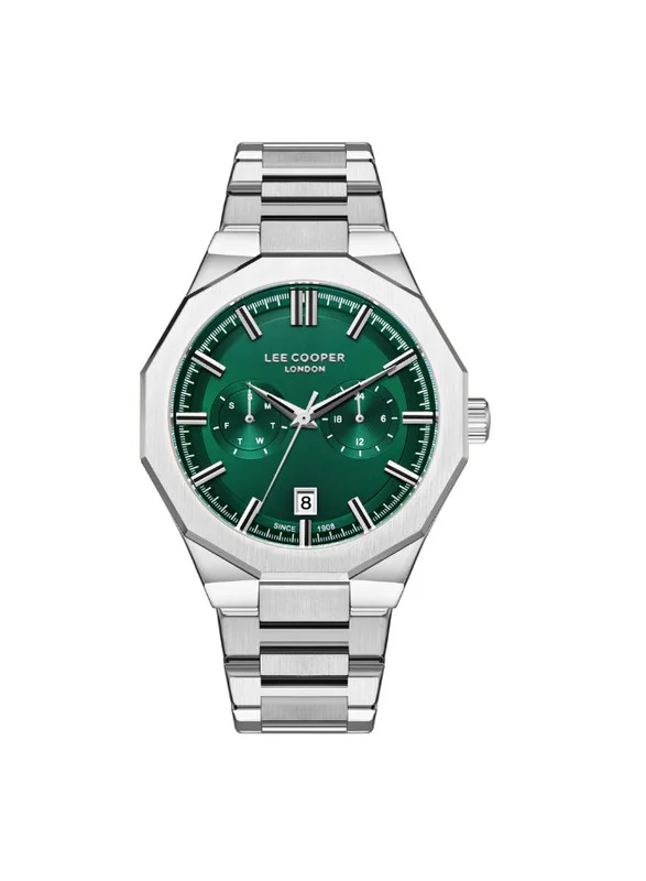 Lee Cooper Men's JP21-6 Movement Watch, Multi Function Display and Metal Strap - LC08018.370, Green