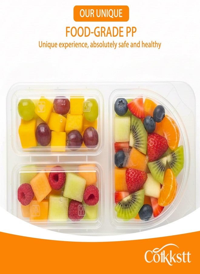 Cotkkstt 80Pack 9oz Reusable Snack Containers with Lids for Kids, 3 Compartment Plastic Condiment Containers, Small Snack Pack Containers, Meal Prep Container, Dipping Cups for Travel, Picnic - Image 3