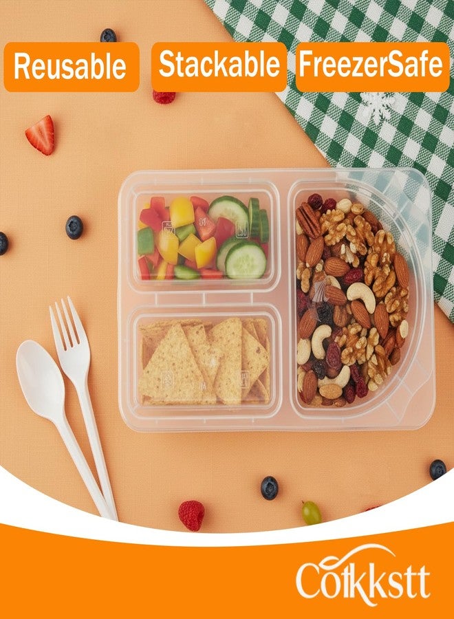 Cotkkstt 80Pack 9oz Reusable Snack Containers with Lids for Kids, 3 Compartment Plastic Condiment Containers, Small Snack Pack Containers, Meal Prep Container, Dipping Cups for Travel, Picnic - Image 5