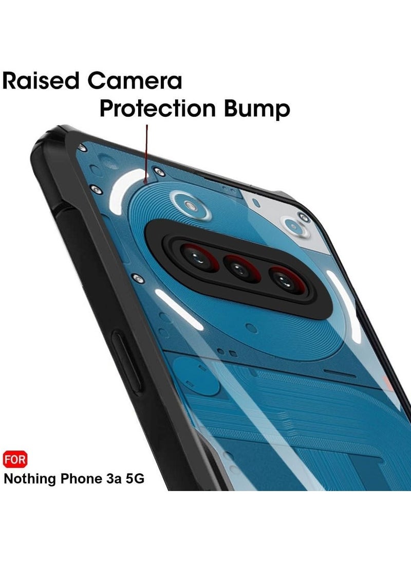 Nothing Phone 3a Clear Hard PC Back Cover Case with Shockproof TPU Black Border 360 Degree Impact Resistant Camera Protection Transparent Cover For Nothing Phone 3a - Image 5
