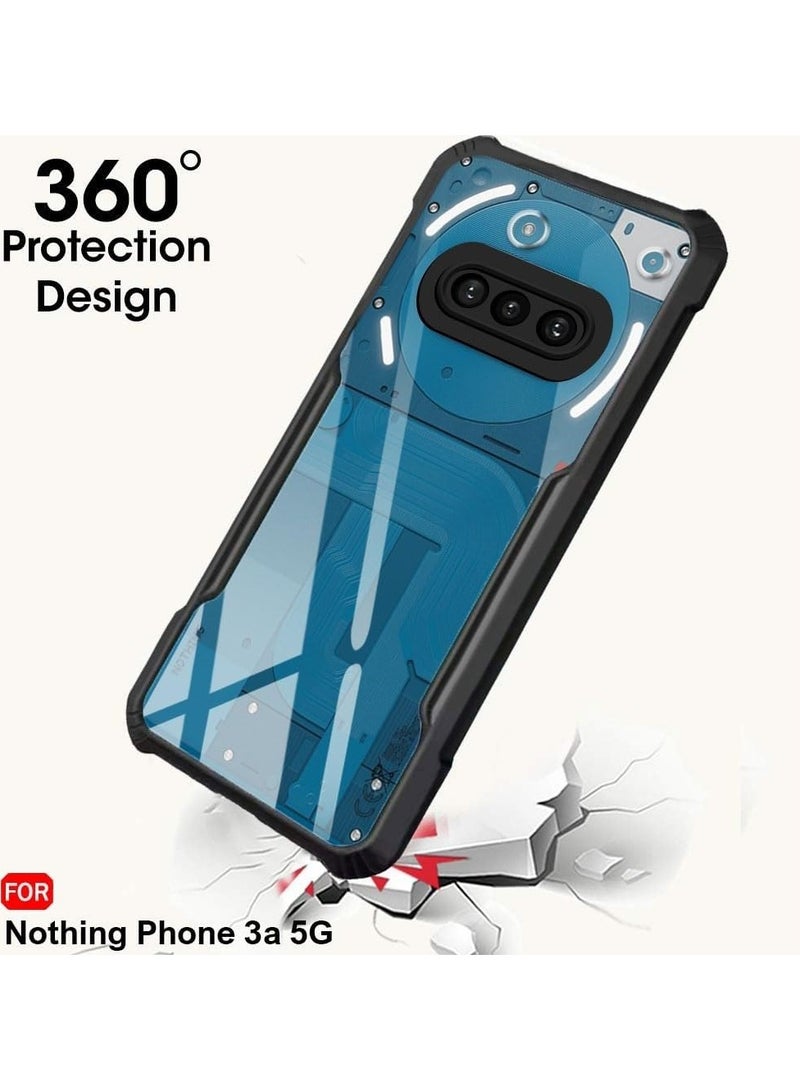 Nothing Phone 3a Clear Hard PC Back Cover Case with Shockproof TPU Black Border 360 Degree Impact Resistant Camera Protection Transparent Cover For Nothing Phone 3a - Image 4