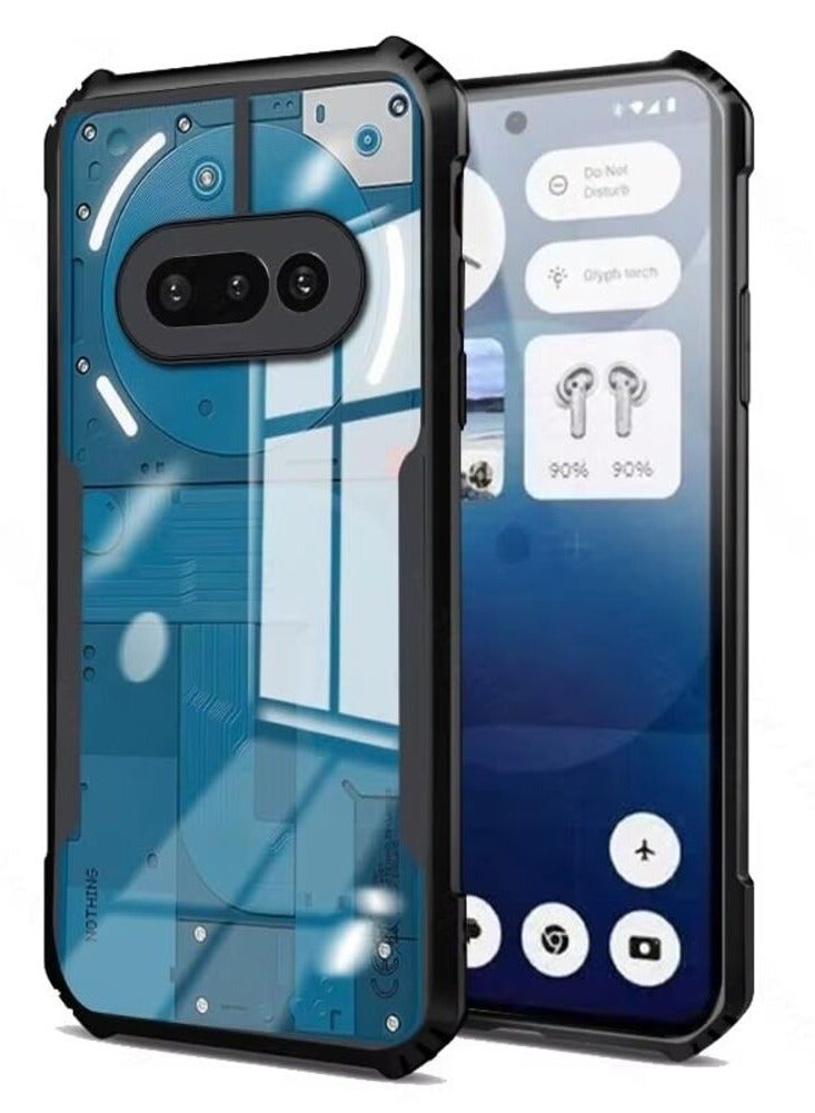 Nothing Phone 3a Clear Hard PC Back Cover Case with Shockproof TPU Black Border 360 Degree Impact Resistant Camera Protection Transparent Cover For Nothing Phone 3a - Image 2