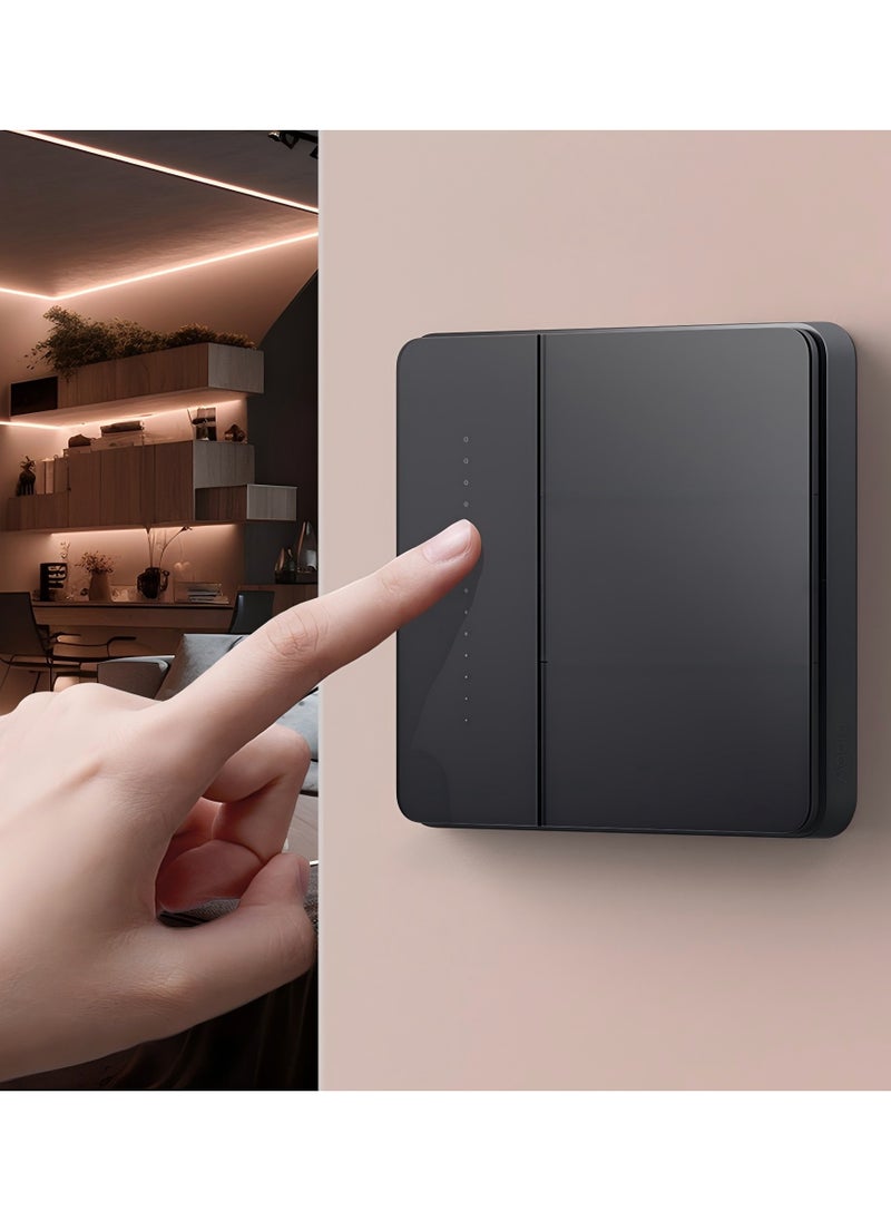 Aqara - Smart Wall Light Switch Z1 Pro Double Rocker,Apple Siri and Google Smart Home Support,Matter and Zigbee 3.0,Support Neutral and Non-Neutral,Black - Image 1