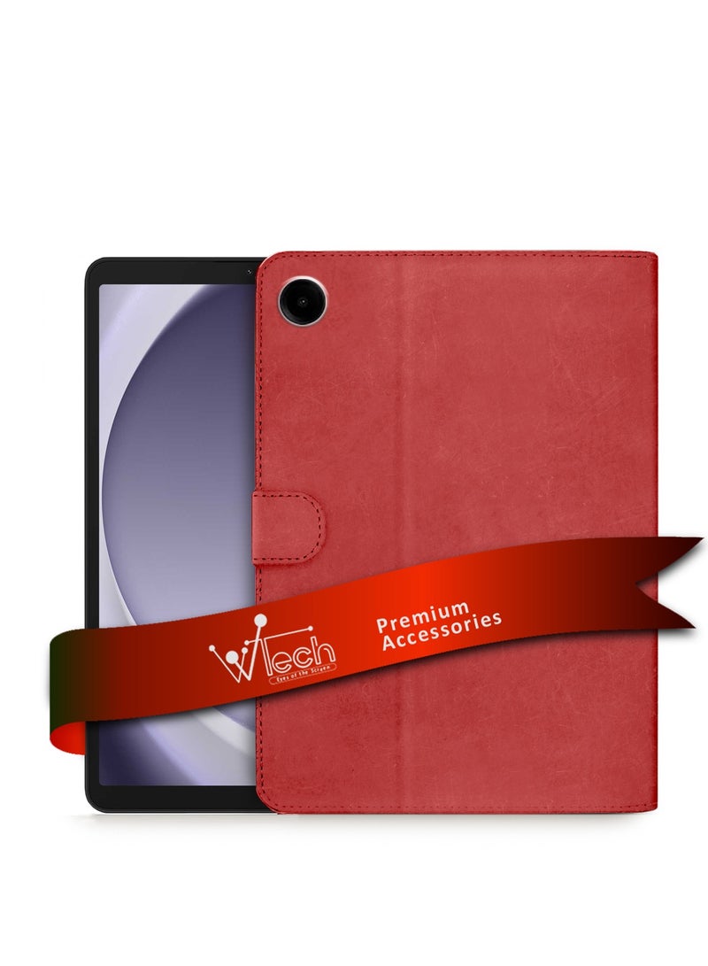 Wtech PU Leather Magnetic Closure Flip Case Cover For Samsung Galaxy Tab A9 4G 2023 (X110, X115) 8.7 Inch Red - Image 1
