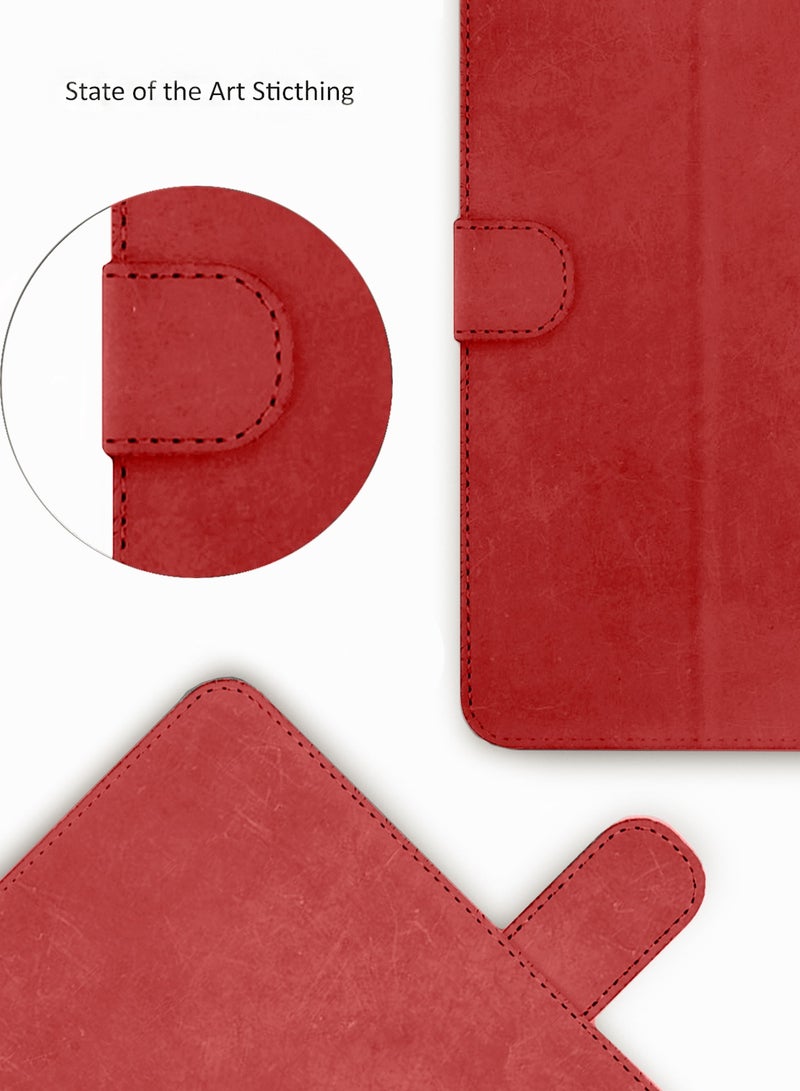 Wtech PU Leather Magnetic Closure Flip Case Cover For Samsung Galaxy Tab A9 4G 2023 (X110, X115) 8.7 Inch Red - Image 5