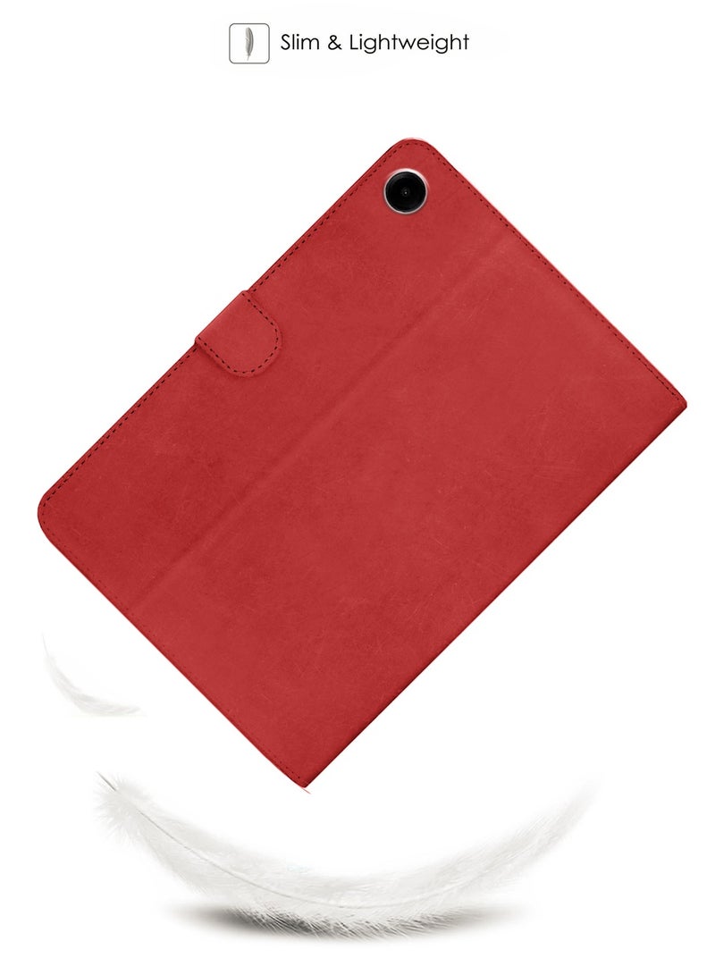 Wtech PU Leather Magnetic Closure Flip Case Cover For Samsung Galaxy Tab A9 4G 2023 (X110, X115) 8.7 Inch Red - Image 2