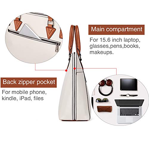 BOSTANTEN Laptop Briefcase for Women 15.6 inch Computer Bag Large Capcity Stylish Leather Handbag Business Work Purse - Image 5