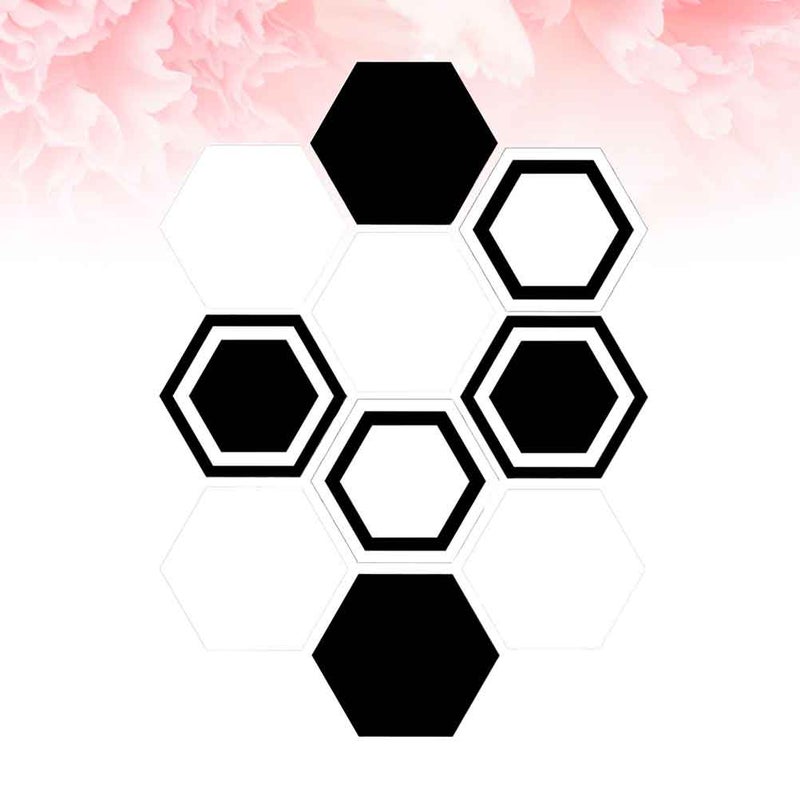 20 pcs Wall Sticker Decals Tile Floor Sticker and White Porcelain Style for Home (Black, White) - Image 2