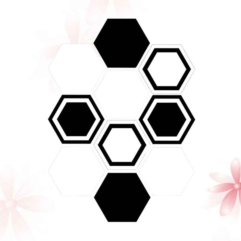 20 pcs Wall Sticker Decals Tile Floor Sticker and White Porcelain Style for Home (Black, White) - Image 4