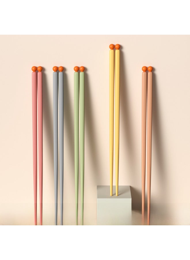 Color Alloy Chopsticks Household One Person Chopsticks Antibacterial Mildew-proof Meal High Temperature Resistant Public Chopsticks Color Separation Family New-Color:Ball Wild Green 5 Pairs-Specifications:Wild Green 5 Pairs  - Image 2