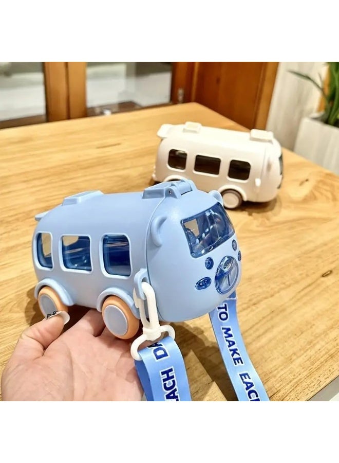 Bus-Shaped Water Bottle 500ml Reusable Plastic- Sky Blue - Image 3