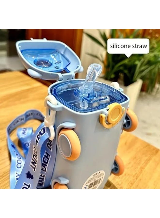 Bus-Shaped Water Bottle 500ml Reusable Plastic- Sky Blue - Image 2