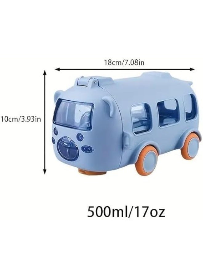 Bus-Shaped Water Bottle 500ml Reusable Plastic- Sky Blue - Image 4