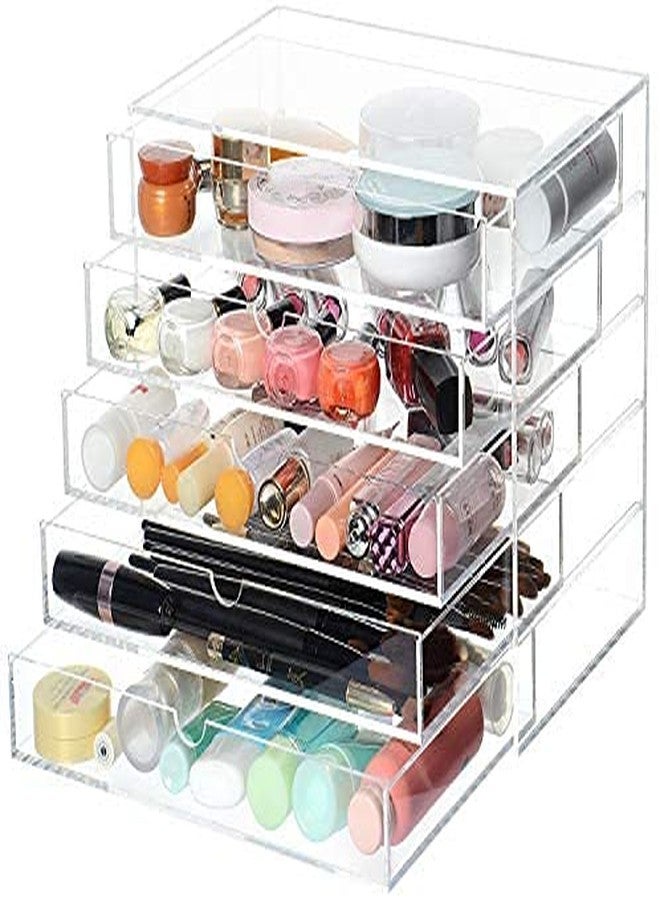 SHARMA PLASTICS Acrylic 5- Tier Vanity Cosmetic Makeup Organizer, Makeup Holder, Bathroom Organizer(Clear) - Image 1
