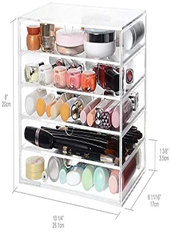 SHARMA PLASTICS Acrylic 5- Tier Vanity Cosmetic Makeup Organizer, Makeup Holder, Bathroom Organizer(Clear) - Image 5