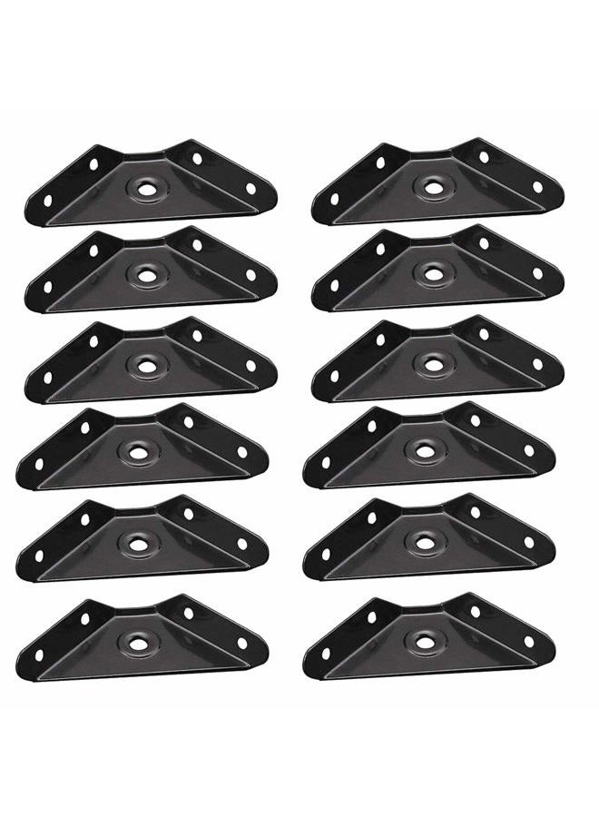 HOWDIA 12 Pcs Steel Corner Braces Joint Trapeziform Angle Code Brackets Corner Brace Support Bracket Fastener (Black) - Image 1