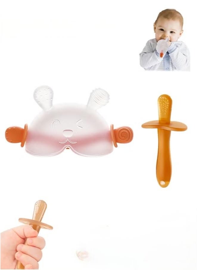 2 Pcs Baby Teething Toys for Babies 0-6 Months, Silicone Teething Mitten, No Drop Teether Mitten for Teething Relief  - Image 1