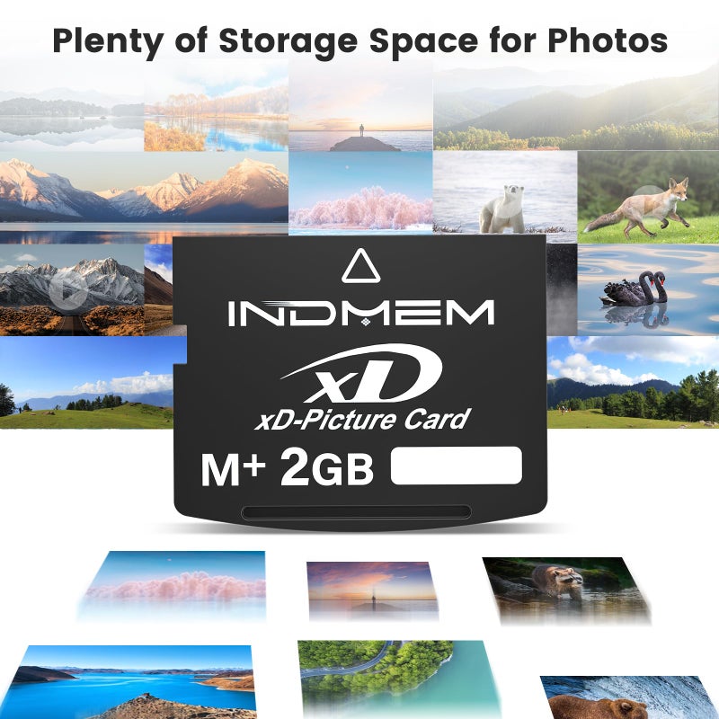 INDMEM بطاقة xD-Picture سعة 2GB (نوع M+) بطاقات ذاكرة فلاش XD سعة 2GB لكاميرات أوليمبوس فوجي فوجي فيلم الرقمية القديمة، تدعم وظيفة بانوراما، إنشاء صورة ثلاثية الأبعاد ورسم رقمي. - Image 5