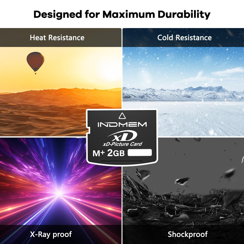 INDMEM بطاقة xD-Picture سعة 2GB (نوع M+) بطاقات ذاكرة فلاش XD سعة 2GB لكاميرات أوليمبوس فوجي فوجي فيلم الرقمية القديمة، تدعم وظيفة بانوراما، إنشاء صورة ثلاثية الأبعاد ورسم رقمي. - Image 2