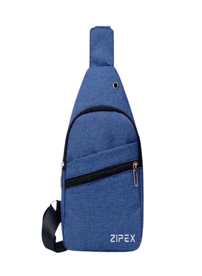 ZIPEX Men’s Front Chest-Bag-Blue | Lightweight Sling Chest Bag for Travel & Formal Style Daily Use |Durable & Water-Resistant| 3 Zipper Pockets, | Blue - Image 1