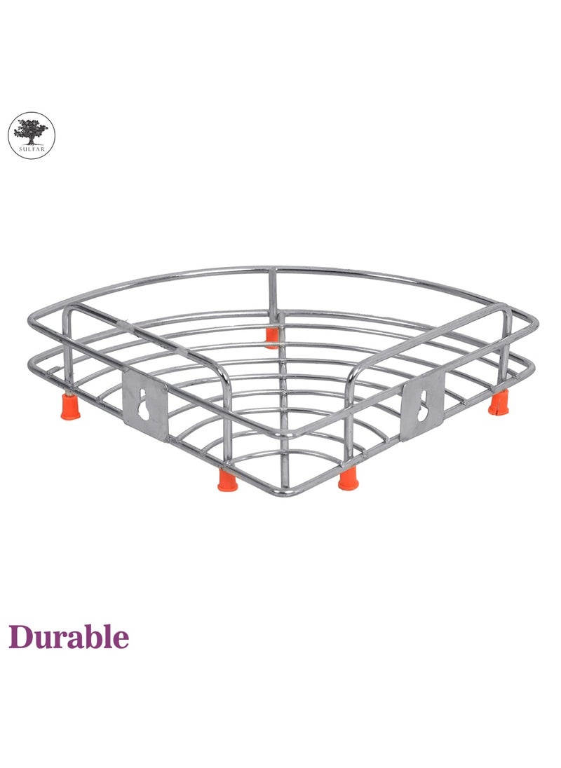 sulfar Sulfar Corner Stainless Steel Basket Corner Shelf  (Chrome) Pack of 1  - Image 5