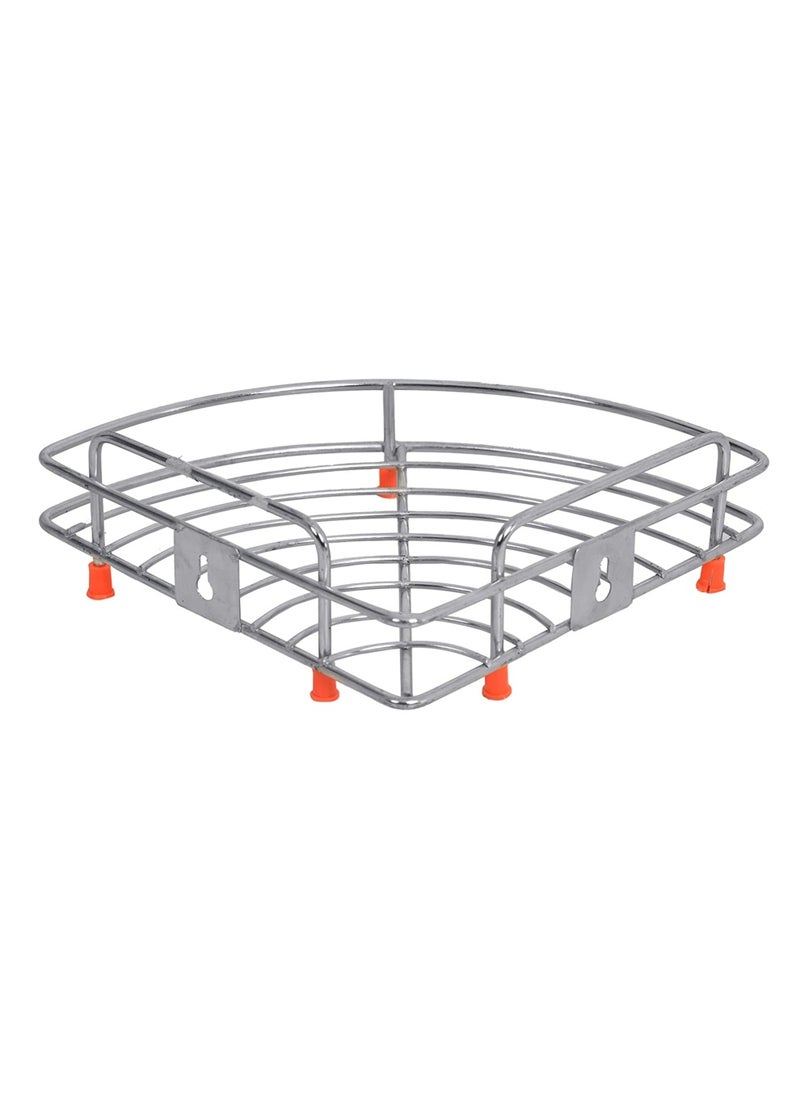 sulfar Sulfar Corner Stainless Steel Basket Corner Shelf  (Chrome) Pack of 1  - Image 1