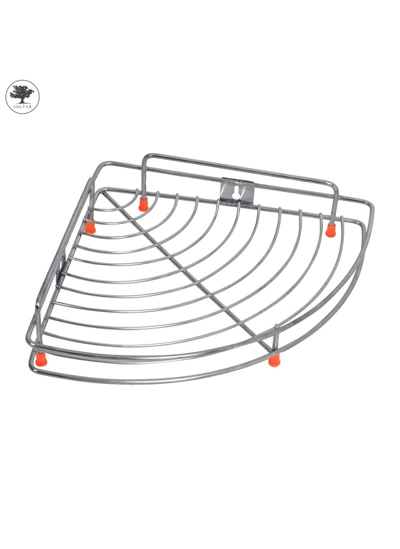 sulfar Sulfar Corner Stainless Steel Basket Corner Shelf  (Chrome) Pack of 1  - Image 4