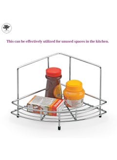sulfar Sulfar Corner Stainless Steel Basket Corner Shelf  (Chrome) Pack of 1  - Image 3