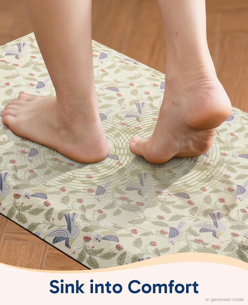 Ophanie حصائر أوباني للمطبخ للأرضية، سمك 3/4 بوصة، 20×39 حصيرة مبطنة مضادة للإرهاق مع أكثر من 99 زوجًا من الحواف السفلية المانعة للانزلاق، سجاد المطبخ، مقاومة للماء، حصيرة وقوف مريحة للمكتب والمنزل والحوض - Image 2