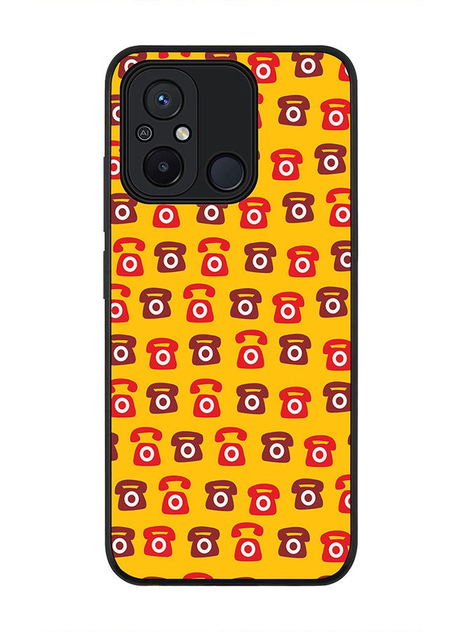 Stylizedd Rugged Black edge case for Xiaomi Redmi 12C 4G, Slim fit Soft Case Flexible Rubber Edges Anti Drop TPU Gel Thin Cover -  Red Ringing Telephone  - Image 1