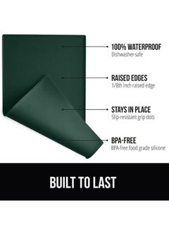 Gorilla Grip GORILLA GRIP 100% Waterproof Raised Edge BPA Free Silicone Pet Feeding Mat, Dog Cat Food Mats Contain Spills Protects Floors, Placemats for Cats and Dogs Water Bowl, Pets Accessories 18.5x11.5 Green  - Image 2