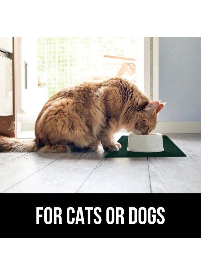 Gorilla Grip حصيرة تغذية الحيوانات الأليفة من السيليكون المقاوم للماء 100% مع حواف مرتفعة خالية من BPA، حصائر طعام للكلاب والقطط تحتوي على الانسكابات وتحمي الأرضيات، حصائر للقطط والكلاب لوعاء الماء، ملحقات الحيوانات الأليفة 18.5x11.5 أخضر - Image 5