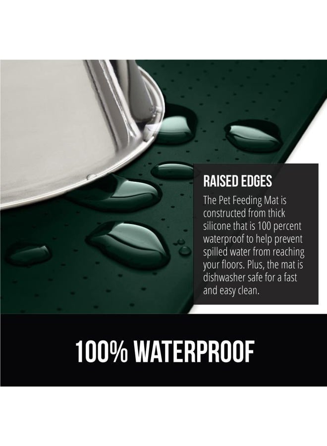 Gorilla Grip حصيرة تغذية الحيوانات الأليفة من السيليكون المقاوم للماء 100% مع حواف مرتفعة خالية من BPA، حصائر طعام للكلاب والقطط تحتوي على الانسكابات وتحمي الأرضيات، حصائر للقطط والكلاب لوعاء الماء، ملحقات الحيوانات الأليفة 18.5x11.5 أخضر - Image 3