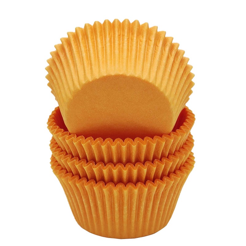 Mombake Premium Orange Greaseproof Cupcake Liners Muffin Paper Baking Cups Standard Size 100Count