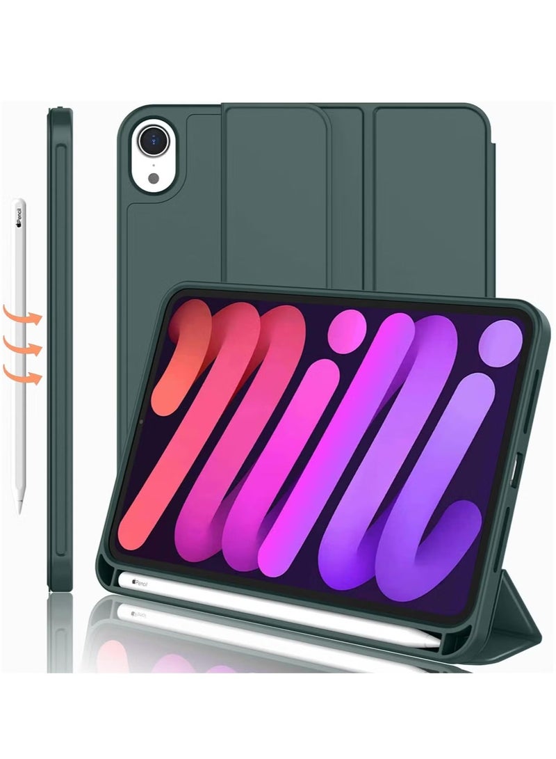 Raxoom New iPad Mini 6 Case 8.3 Inch (2021, 6th Gen) with Pencil Holder - Trifold Stand Smart Case, Soft TPU Back, Auto Wake/Sleep Function - Image 1