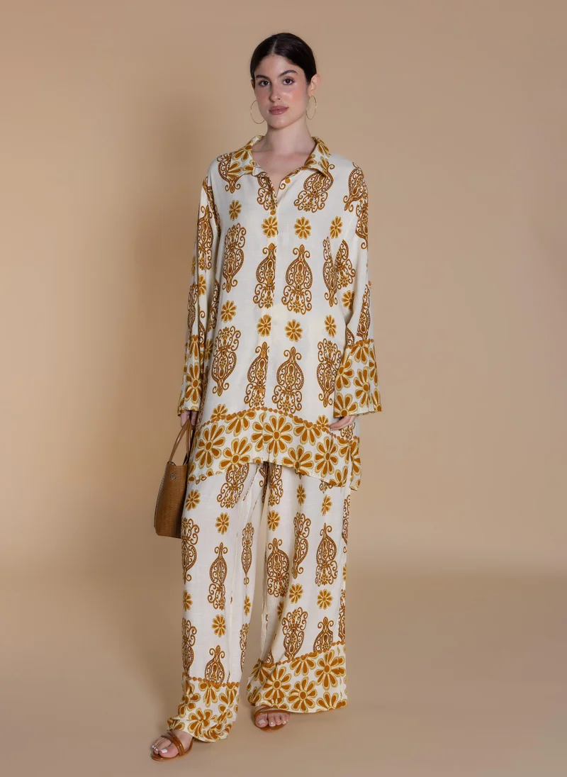 شايبس PRINTED LINEN BLEND SHIRT SET