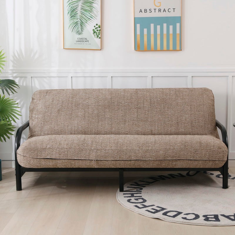 OctoRose Full Size 3 Side Zipper Upholstery Thick Linen Camel Futon Cover Sofa DayBed Mattress Slipcover Couch Protector (Linen-Camel, Full Size) - Image 1