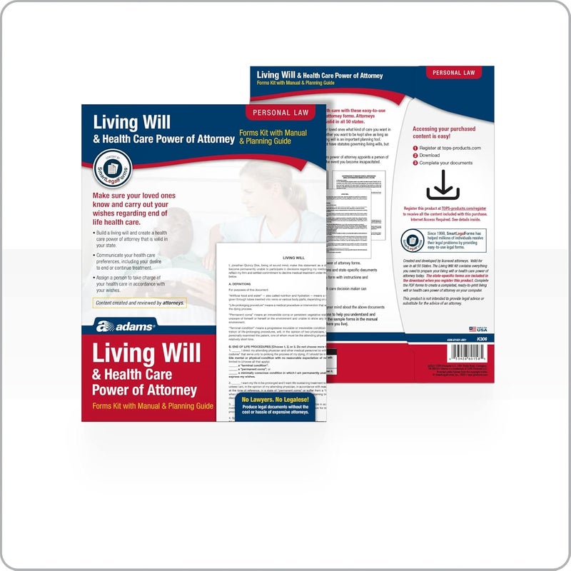 Adams Living Will & Health Care Power of Attorney Forms Kit with Manual & Planning Guide, Includes CD - Image 2