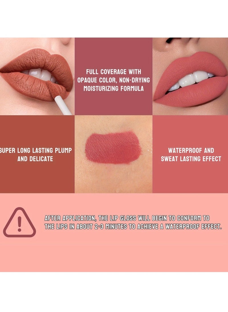 HelloKiss 4 Colors Matte Liquid Lipstick Set Non Drying Moisturizing Formula Lip Gloss Ultra Matte Finish Waterproof Sweatproof Long Lasting Soft Smooth Matte Finish Liquid Lipstick - Image 5