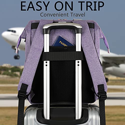 FALANKO Laptop Backpack for Women,Large Computer Backpack Fits 17 Inch Laptop with USB Charging Port RFID Water Resistant purse Casual Purple Bookbag for Teacher/work/College/nurse/Doctor/Woman - Image 5