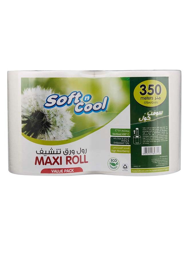 Hotpack Soft N Cool Sterilised High Absorbency Eco Friendly Embossed Maxi Roll 2 Rolls x 175meters 