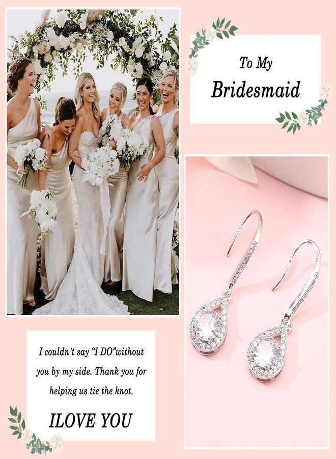 DHQH Bridesmaids Gift I Couldn't Say I Do Without You Teardrop Wedding Earrings Cubic Zirconia Dangle Drop Earring Bridesmaid Proposal Gifts Set of 6 - Image 5
