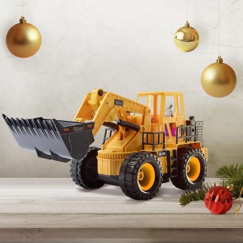 Top Race Remote Control Dump Truck - 5-Channel Electric Radio Control Construction Vehicles - Realistic Toy with Lights and Sounds for Kids 5 Up - Car Truck for Indoor, Outdoor (Plastic) - Image 2